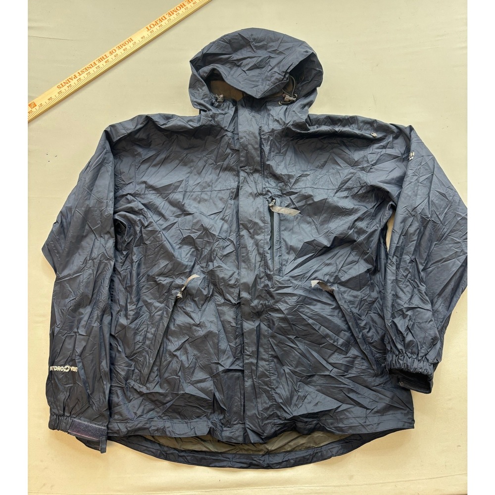 Pacific Trail Mens Hydrovent Rain Jacket Navy Blue Hooded Shell Size M